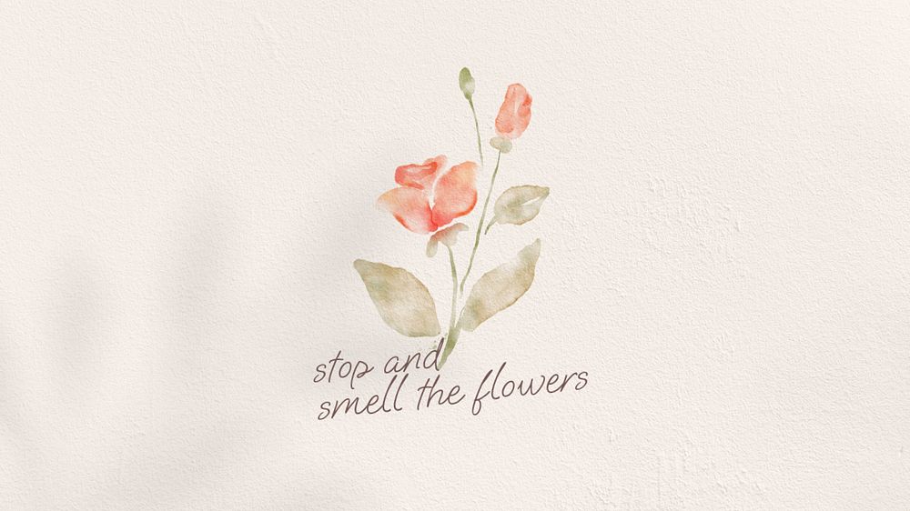 Floral quote desktop wallpaper template, editable design