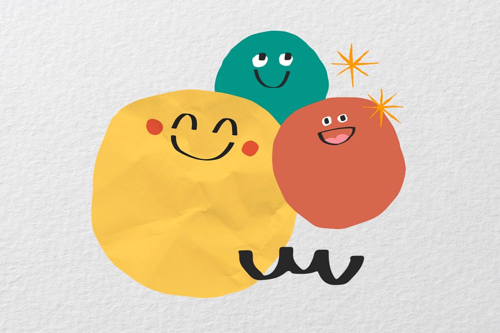 Cute emoji, editable happy emoticon doodle design