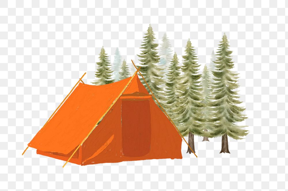 Camping tent element, editable collage design