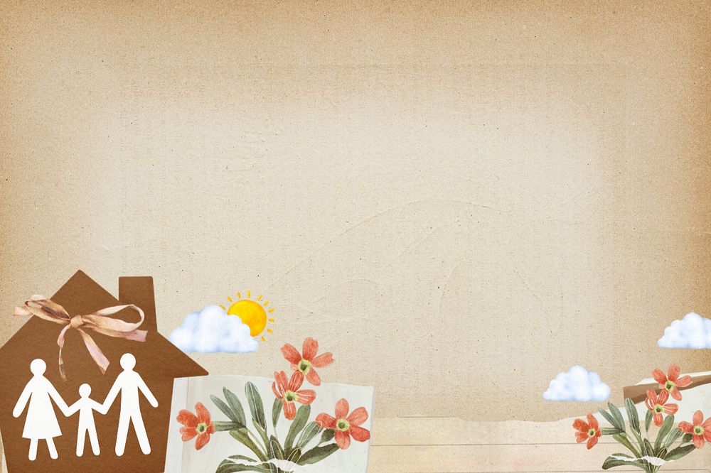 Family home border, editable brown background design