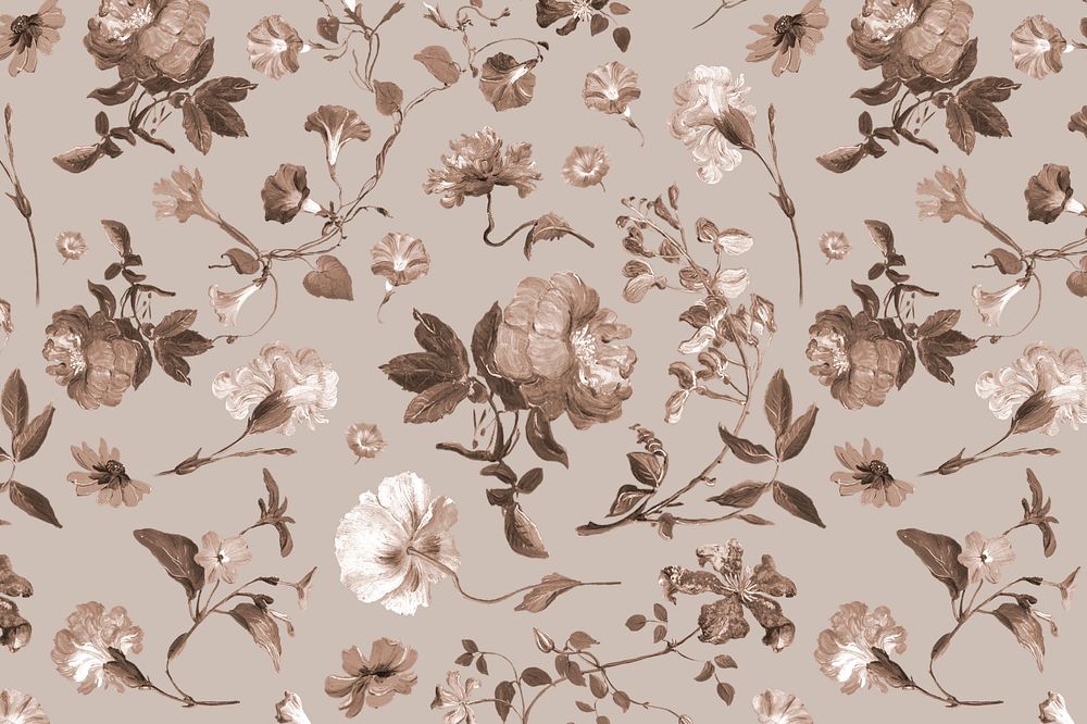 Aesthetic flower pattern background, editable vintage botanical illustration by Pierre Joseph Redouté. Remixed by rawpixel.