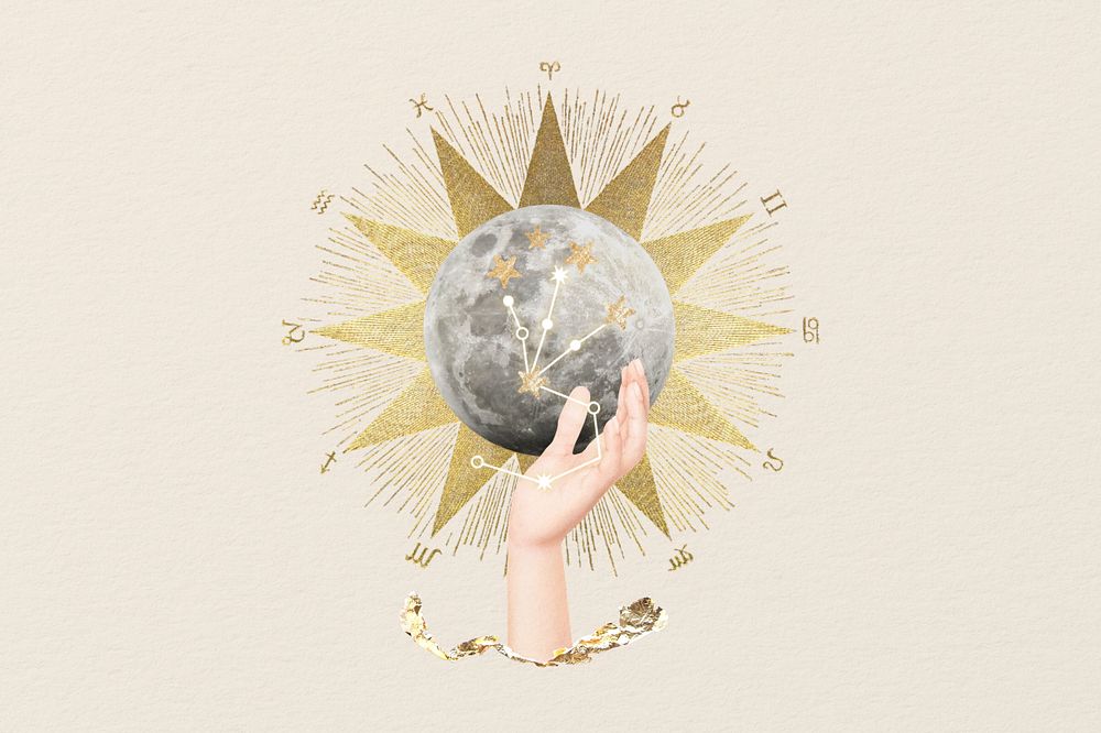 Astrology moon, editable fortune telling collage design