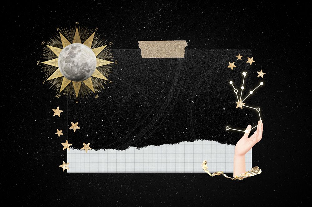 Celestial moon note paper, editable astrology collage design