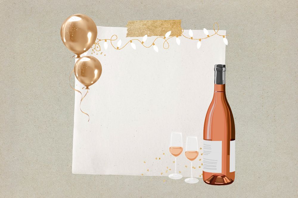 Celebrate note paper, editable champagne bottle collage design