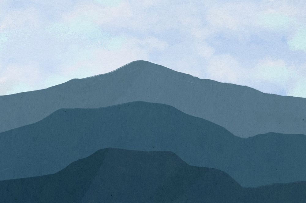 Blue sky mountain background, aesthetic nature illustration, editable design