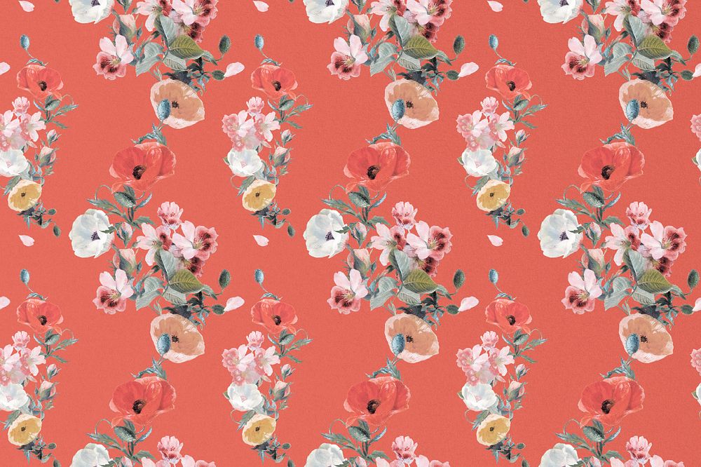 Aesthetic flower pattern background, editable vintage botanical illustration by Pierre Joseph Redouté. Remixed by rawpixel.