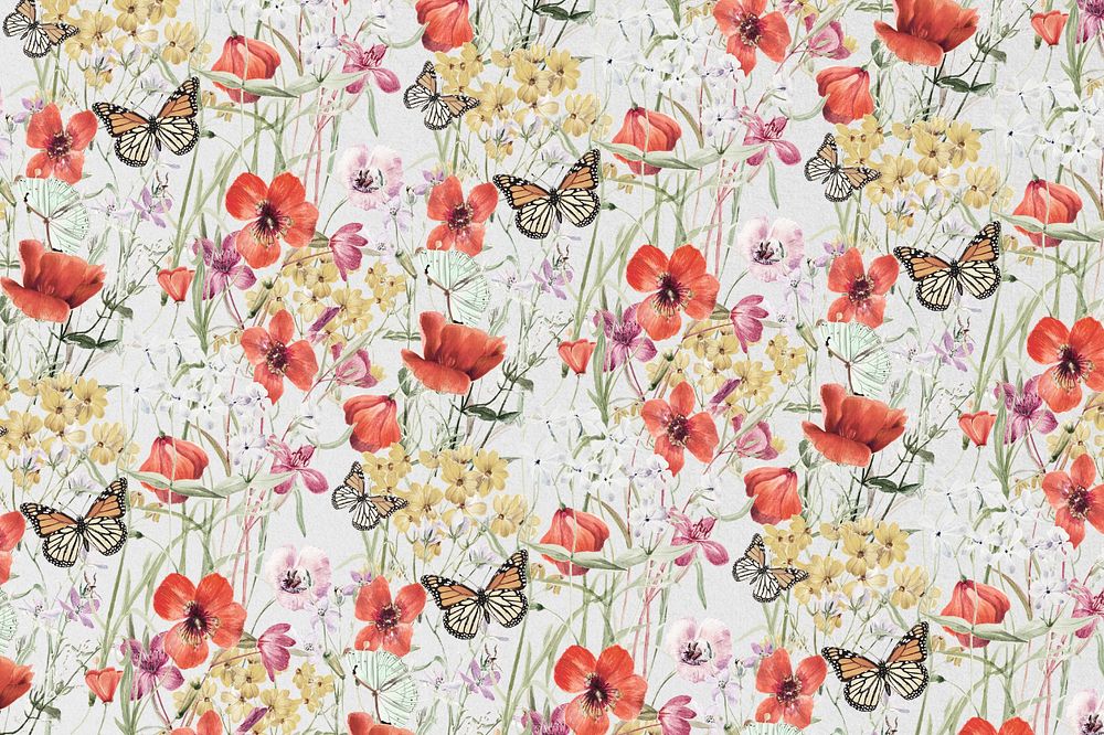 Aesthetic flower pattern background, editable vintage botanical illustration by Pierre Joseph Redouté. Remixed by rawpixel.