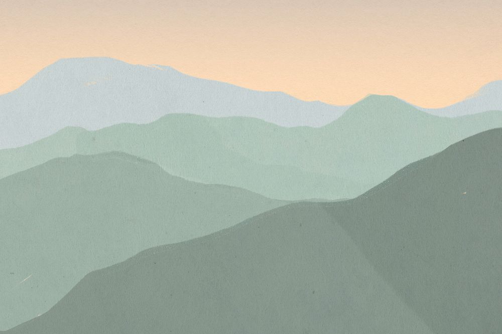 Mountain sunset view background, aesthetic nature illustration, editable design