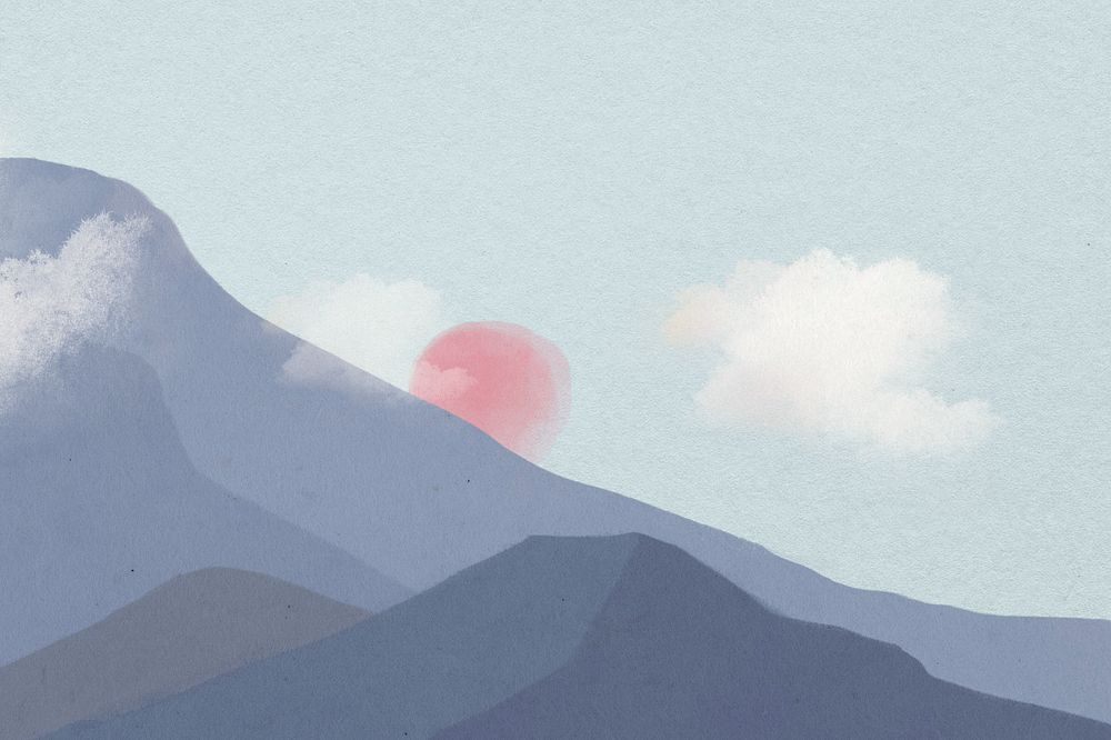 Mountain sunrise view background, aesthetic nature illustration, editable design