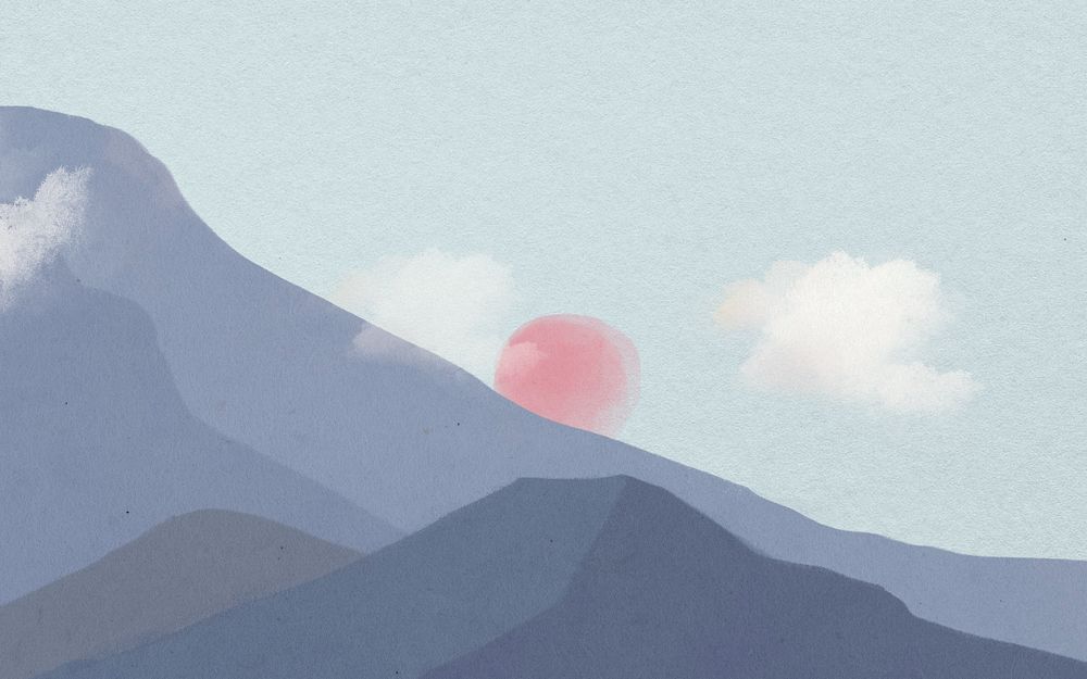 Mountain sunrise view background, aesthetic nature illustration, editable design