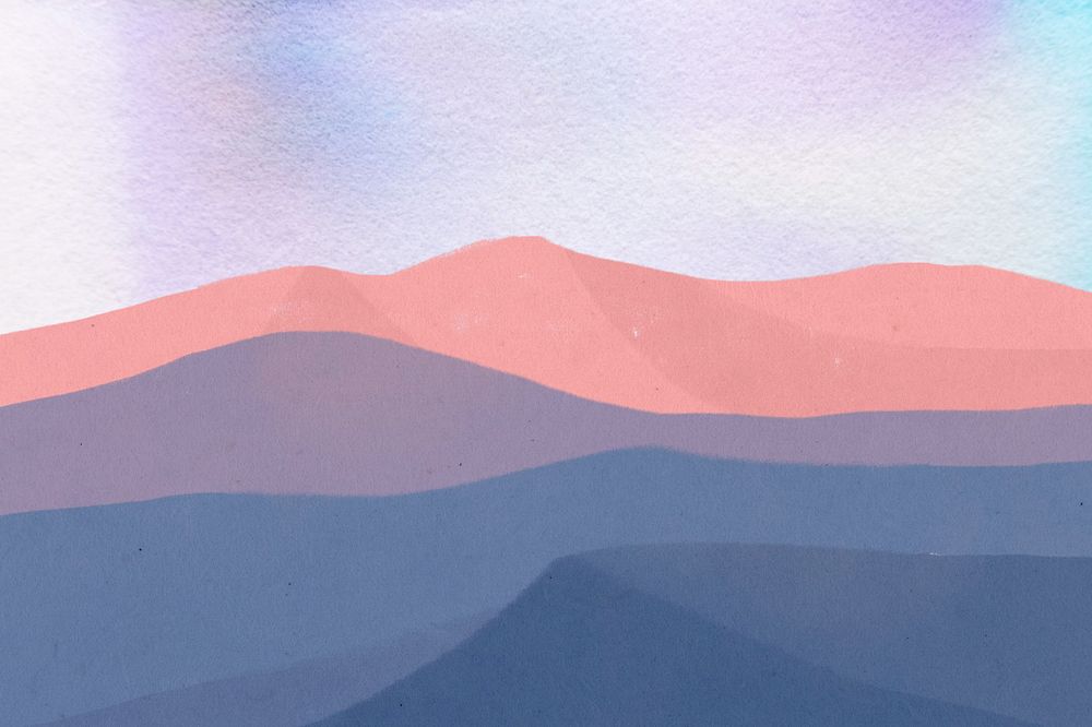 Aesthetic mountain view background, purple sky illustration, editable design