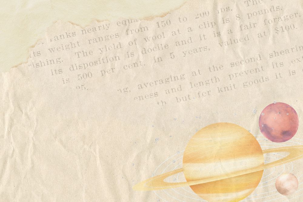 Editable space paper texture background, Saturn border design