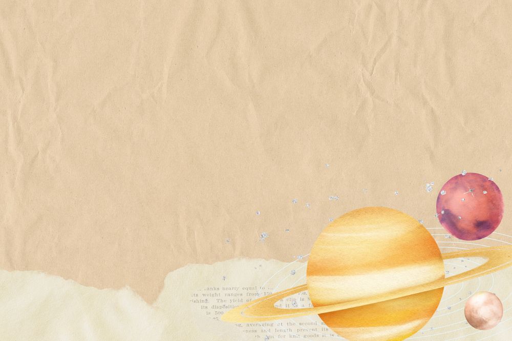 Aesthetic Saturn border background, editable paper textured design