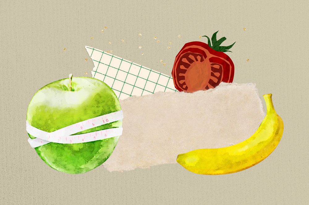 Editable ripped notepaper, healthy fruit design