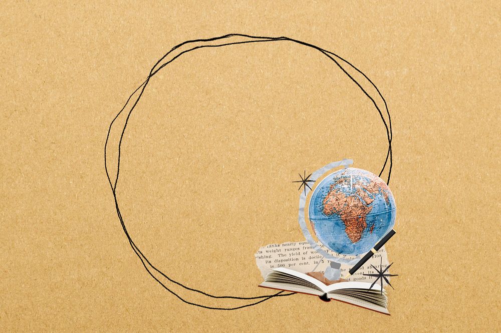 Education frame background, editable globe design