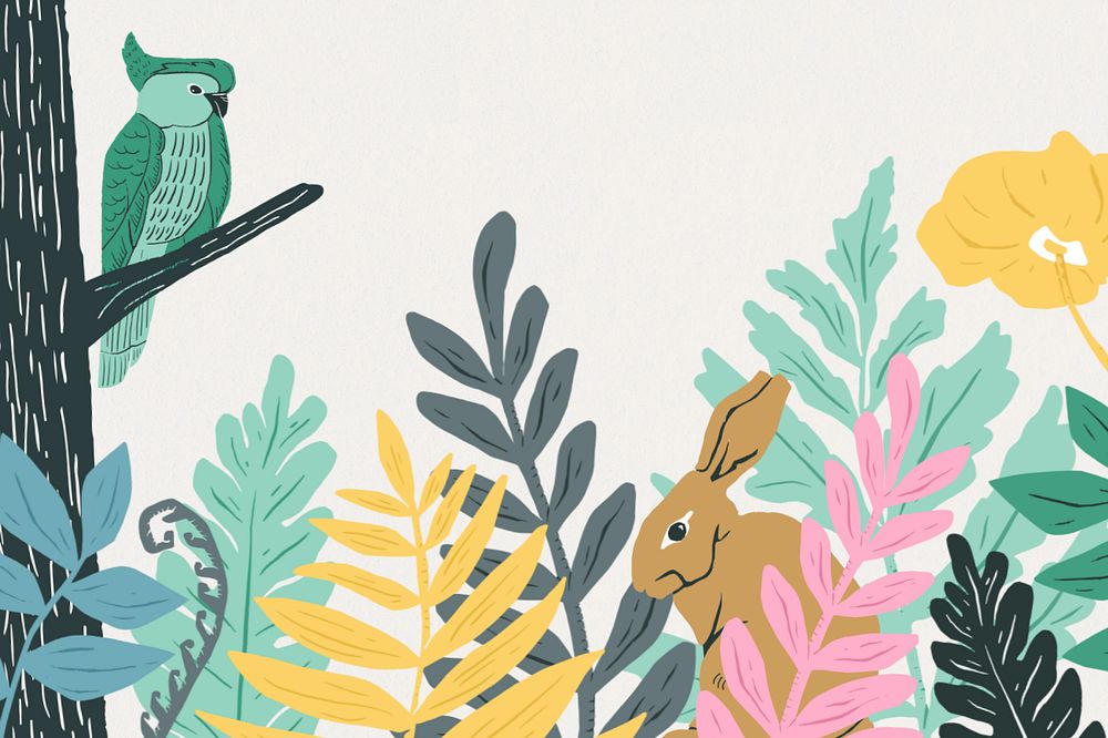 Jungle wildlife background, animal illustration