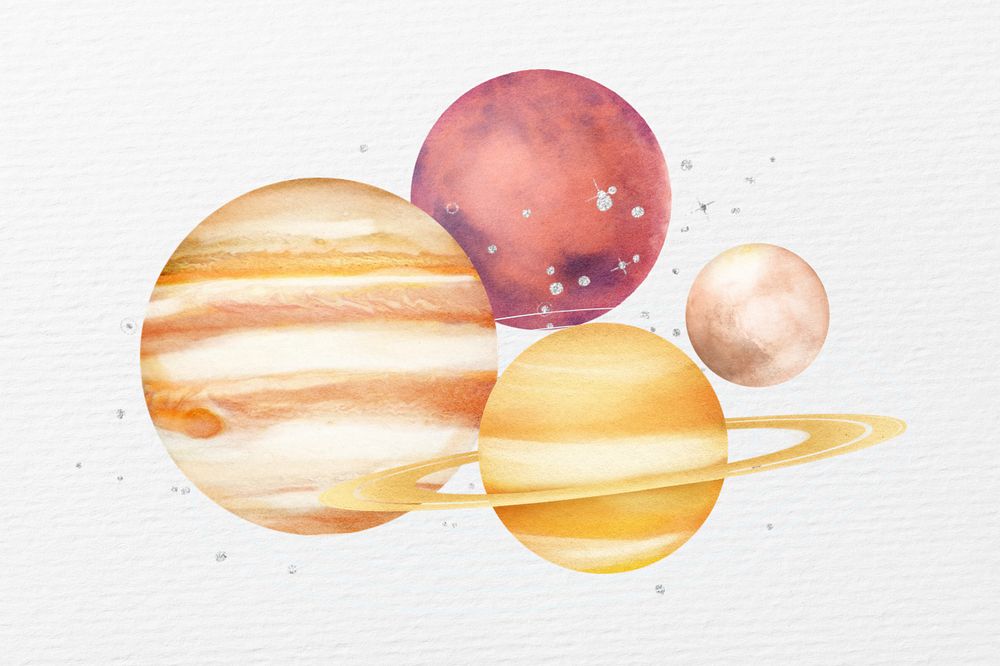 Editable space planets, paper textured background design