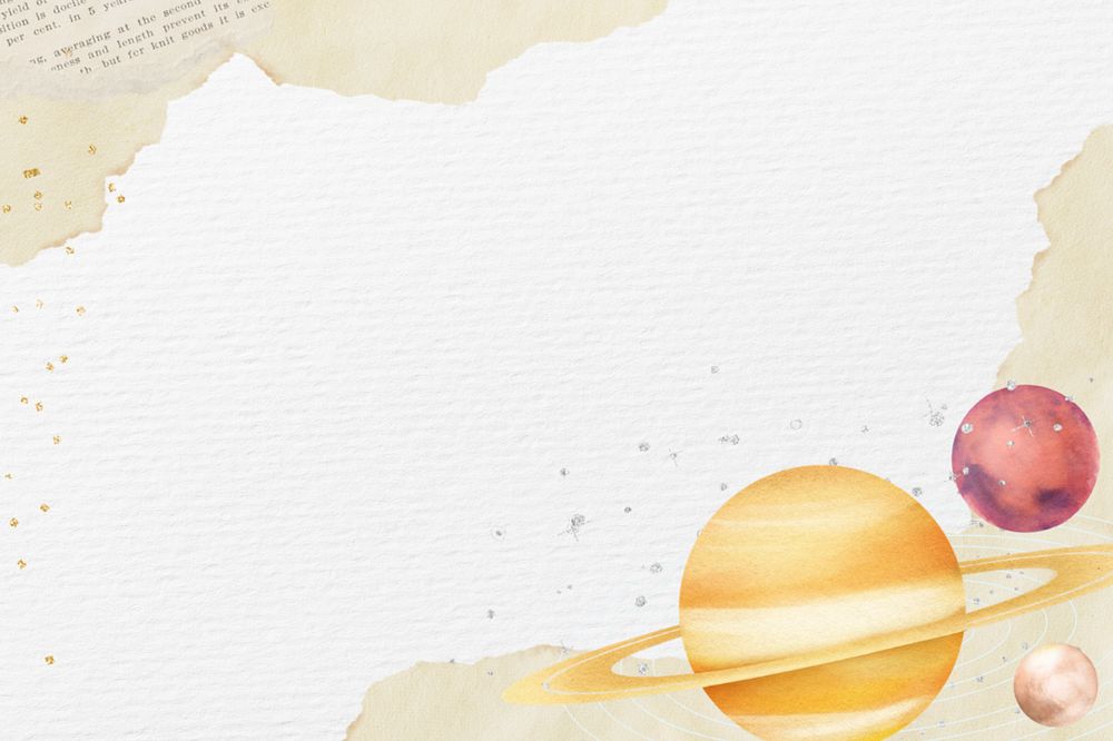 Aesthetic Saturn border background, editable paper textured design