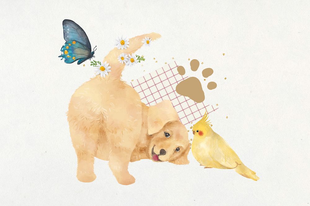 Editable playful Golden Retriever collage design