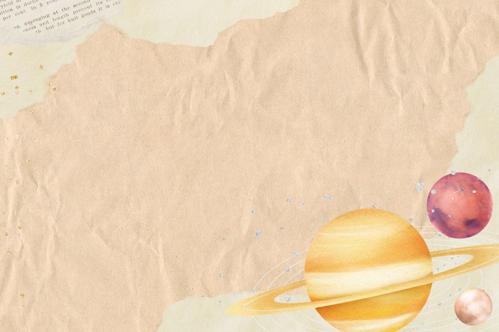 Editable galaxy paper texture background, Saturn border design