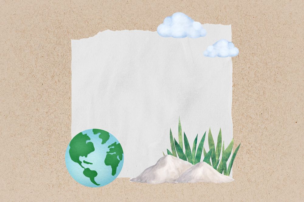 Environment globe ripped paper, editable nature collage design