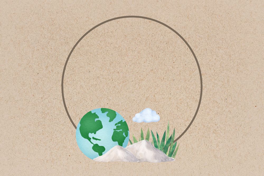 Environment globe round frame, editable nature collage design