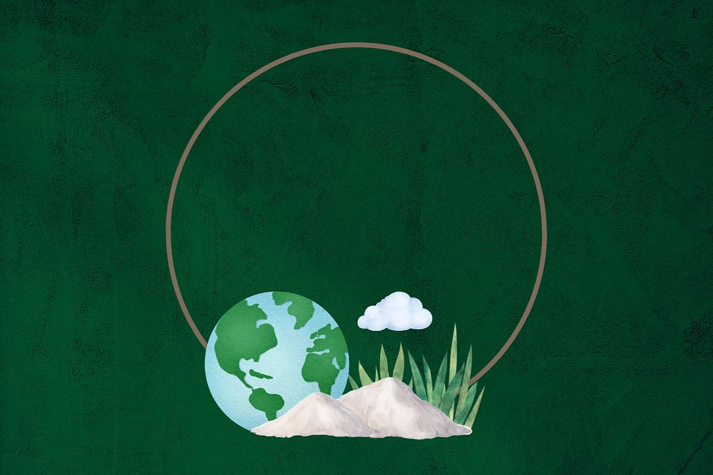 Editable environment globe round frame, nature collage design