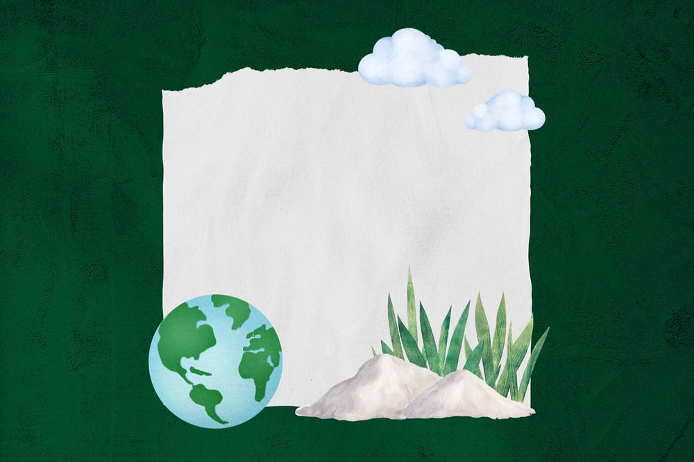 Editable environment globe ripped paper, nature collage design