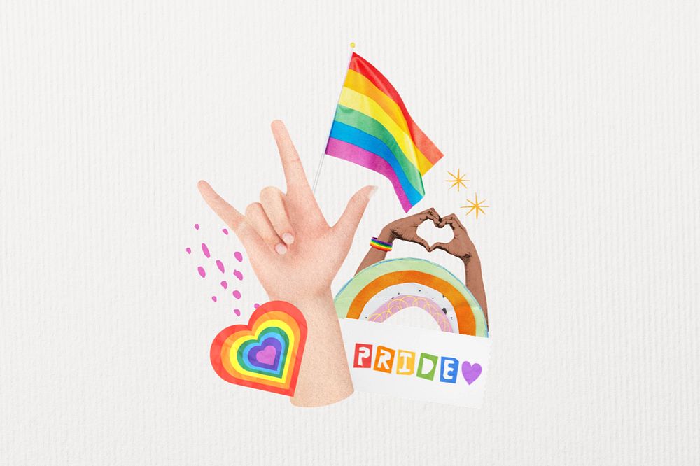 LGBTQ pride, editable colorful collage design