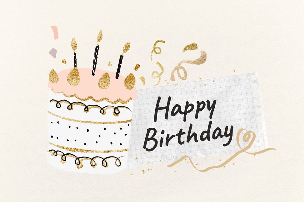 Birthday greeting, editable note paper collage design