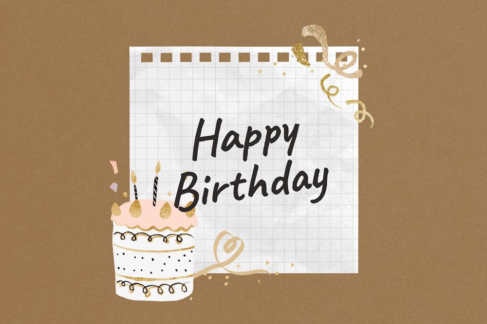 Editable grid notepaper, birthday greeting celebration collage design