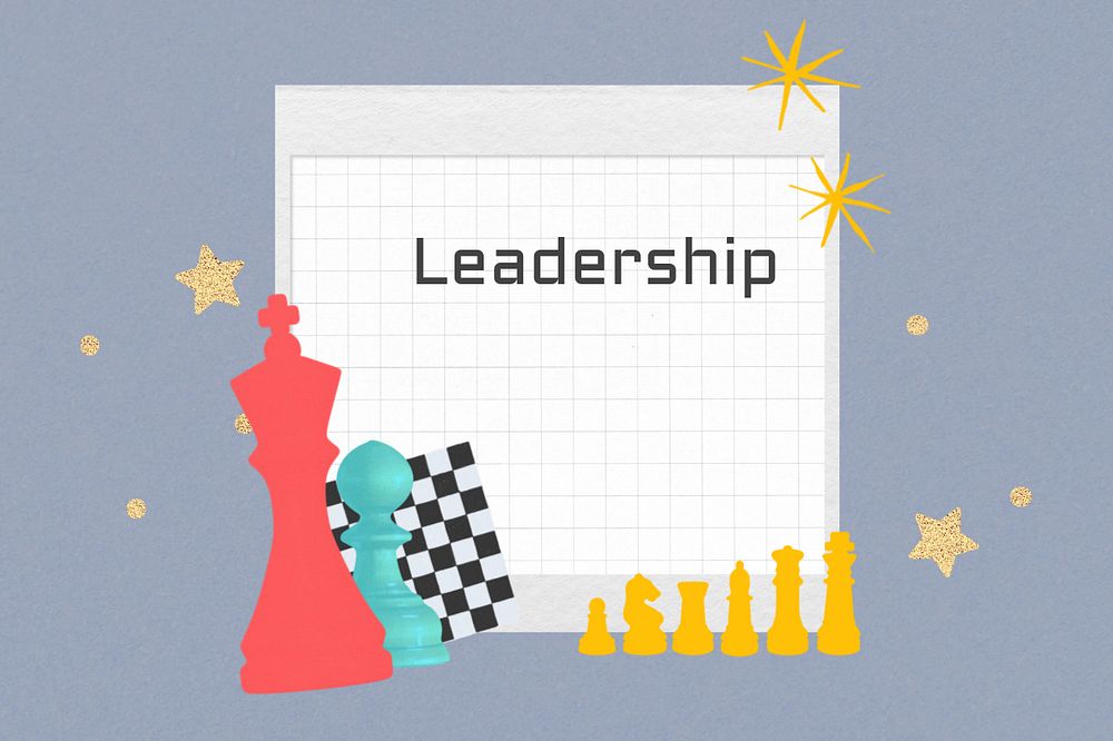 Leadership word notepaper, editable chess piece collage design