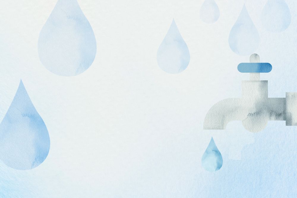 Save water & faucet watercolor background, editable design