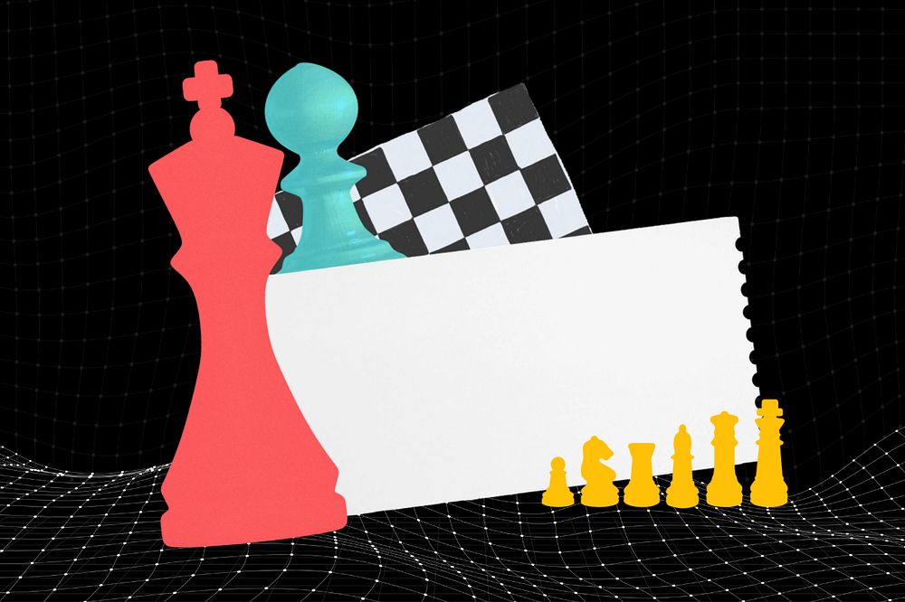 Chess pieces notepaper, editable business strategy collage design