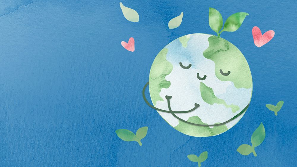 Save the world desktop wallpaper, editable design