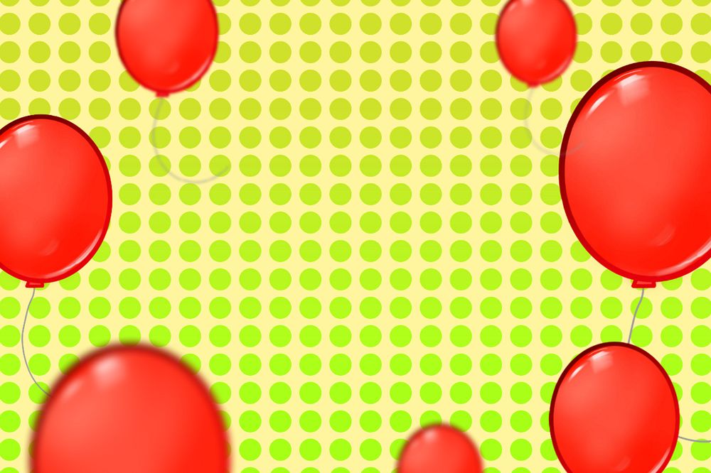 Floating red balloons background, editable funky design