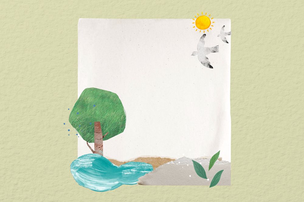 Editable nature landscape note paper, environment collage design