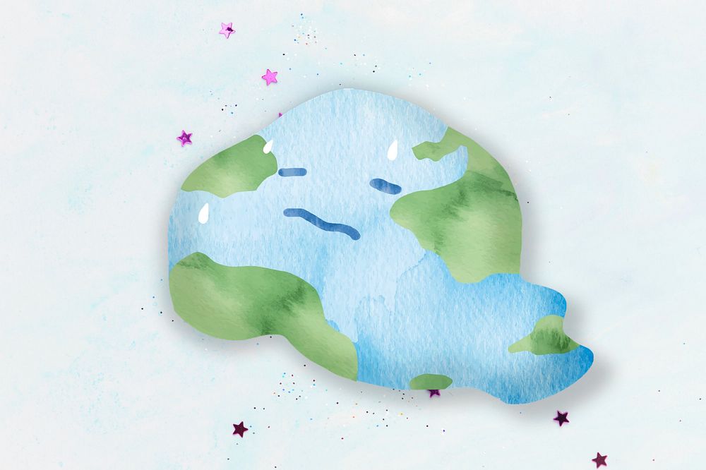 Cute global warming watercolor background, editable design