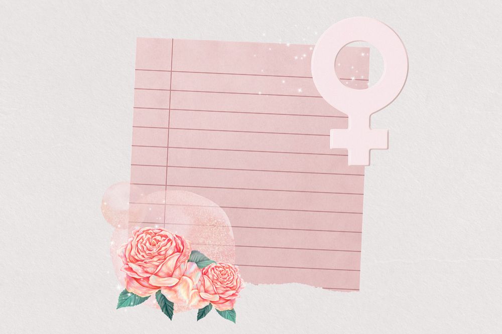 Pink lined notepaper, editable feminine design