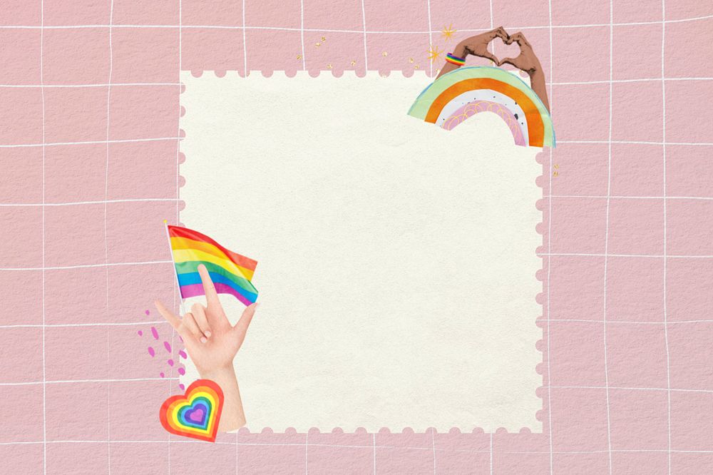 LGBTQ note paper, editable pride flag collage design