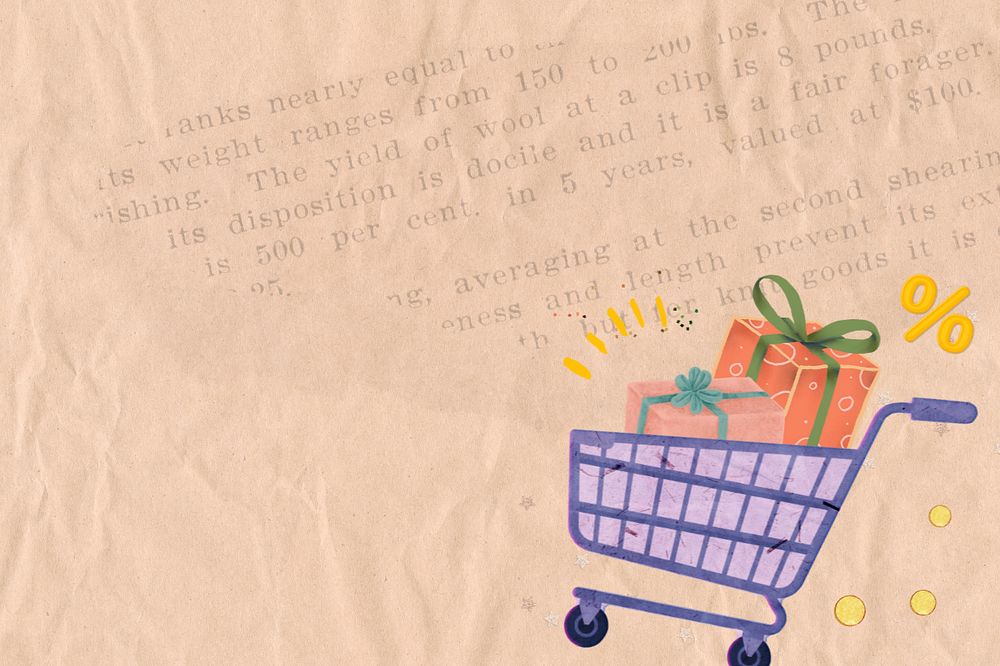 Editable shopping cart collage background design