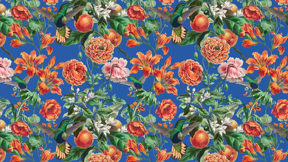 Vintage floral pattern desktop wallpaper, editable botanical illustration by Pierre Joseph Redouté. Remixed by rawpixel.