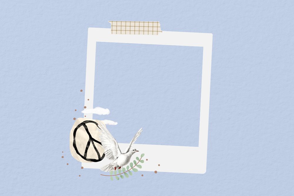 Editable dove instant film frame, peace collage element remix design