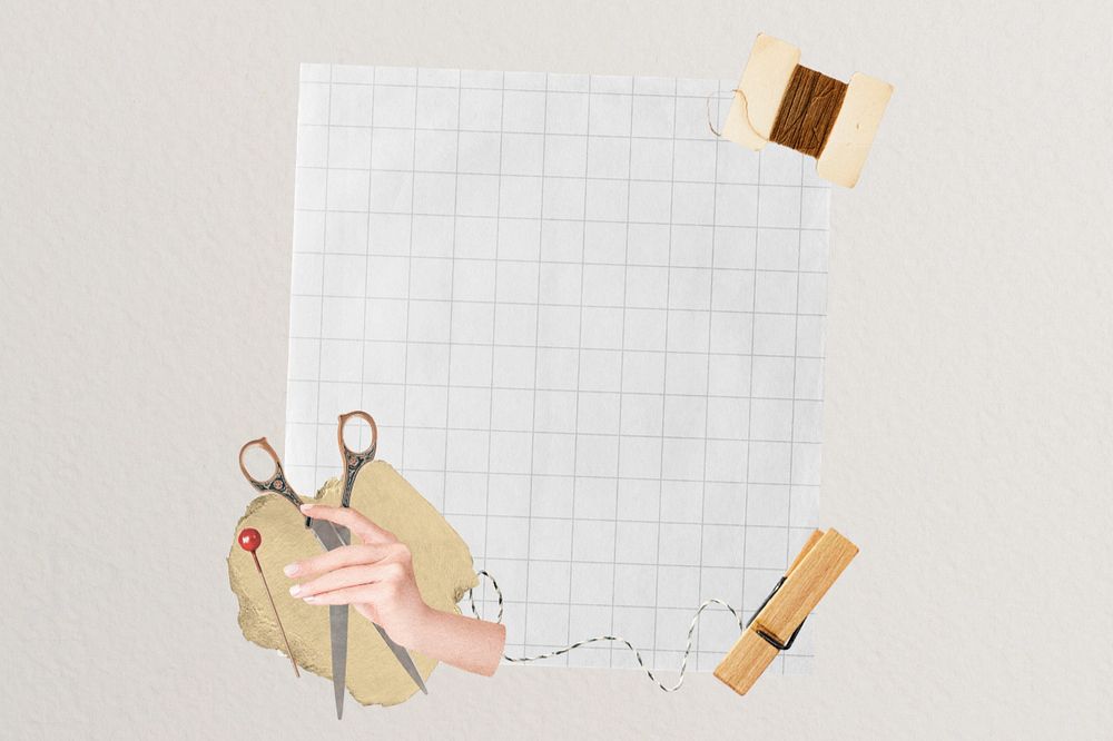 Sewing hobby grid paper, editable collage design