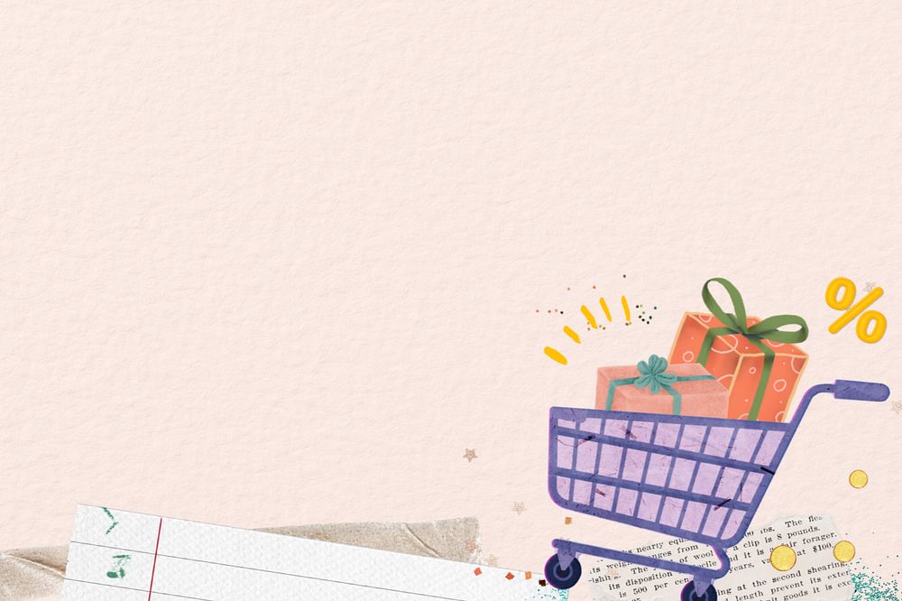 Shopping cart collage background, editable design