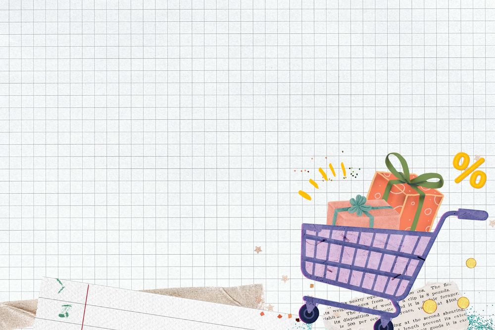 Editable shopping cart border background, collage design