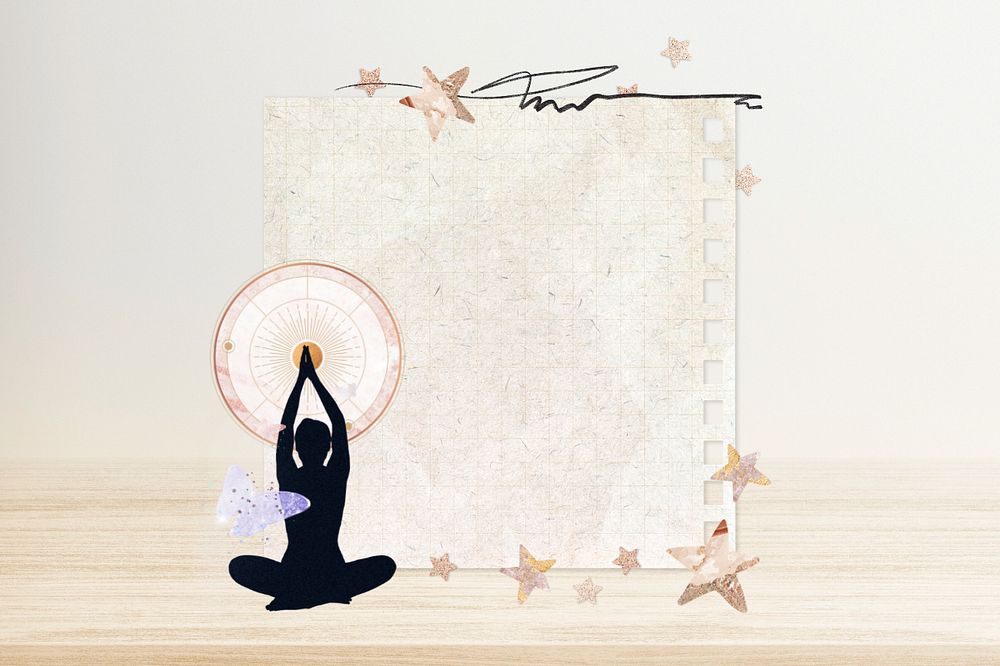 Editable meditation aesthetic note paper, wellness collage design