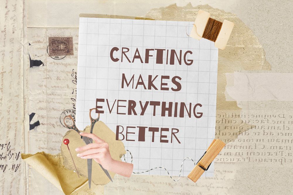 Crafting quote, editable notepaper remix design