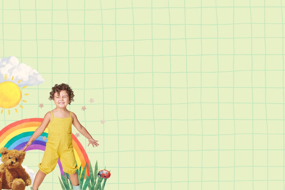 Happy kid border grid background, editable design