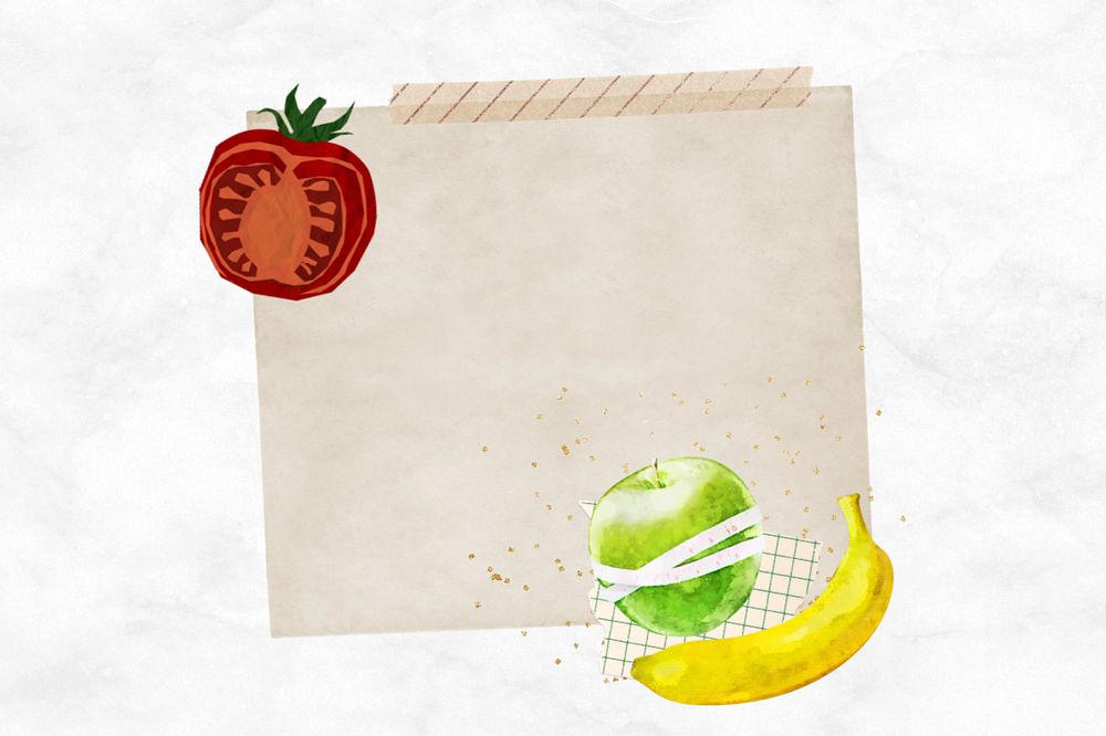 Healthy fruits note paper, editable collage design